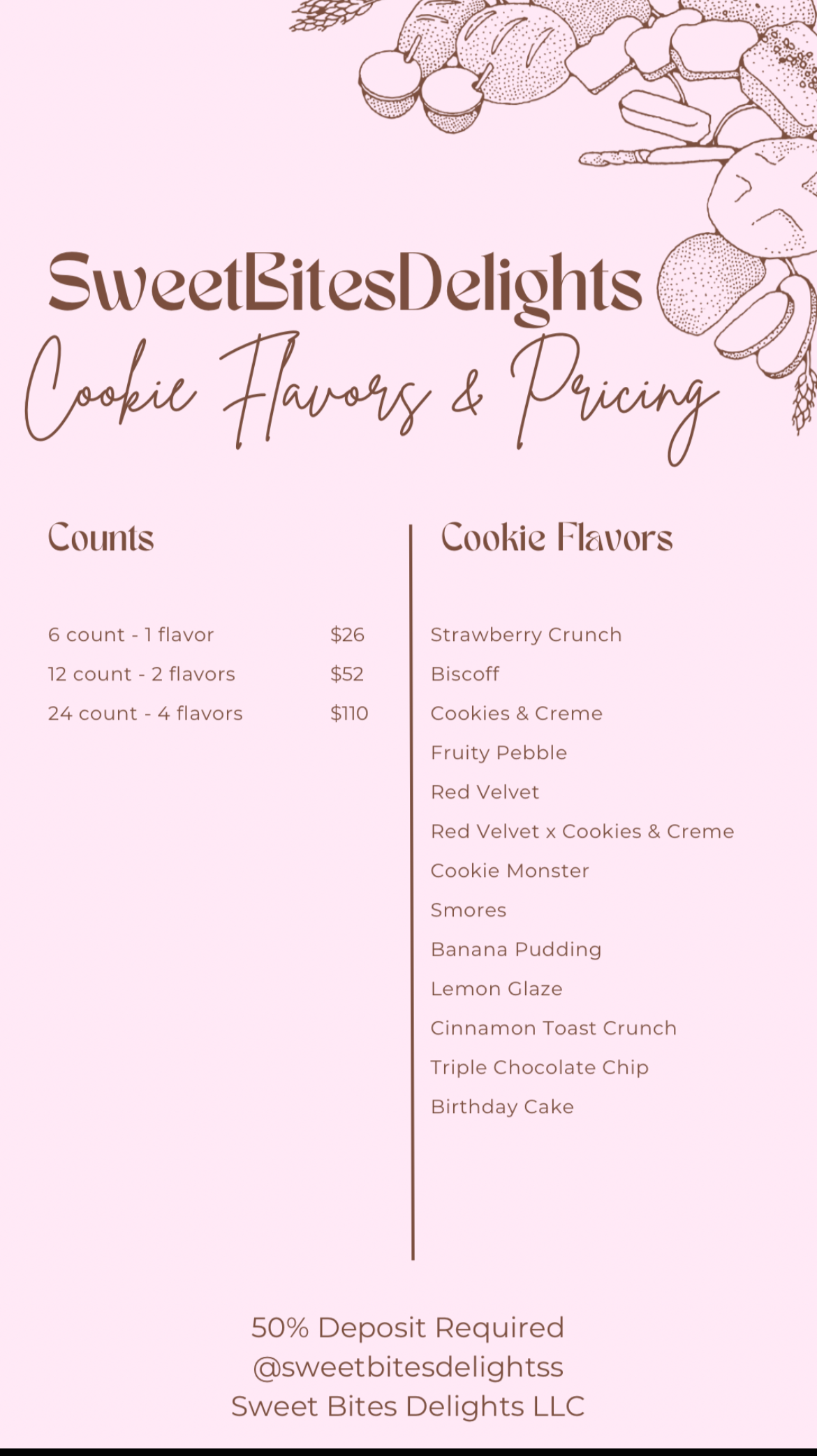 Cookie Flavors and Pricing Guide